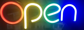 Reclama LED - OPEN - neon, de exterior/ interior, 40 x 15 cm